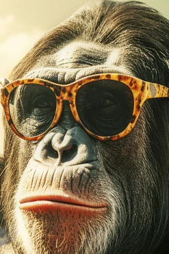 Outlet KARE Design Obraz szklany kolorowy 80x60 cm małpa na wakacjach - KARE