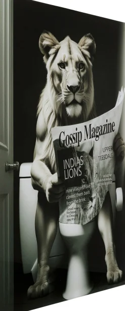 Best KARE Design Obraz szklany 60x80 cm motyw zwierzęcy tygrys w toalecie - KARE