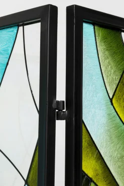 Outlet KARE Design Parawan kolorowy do salonu szkło i stal 156x170 cm - KARE