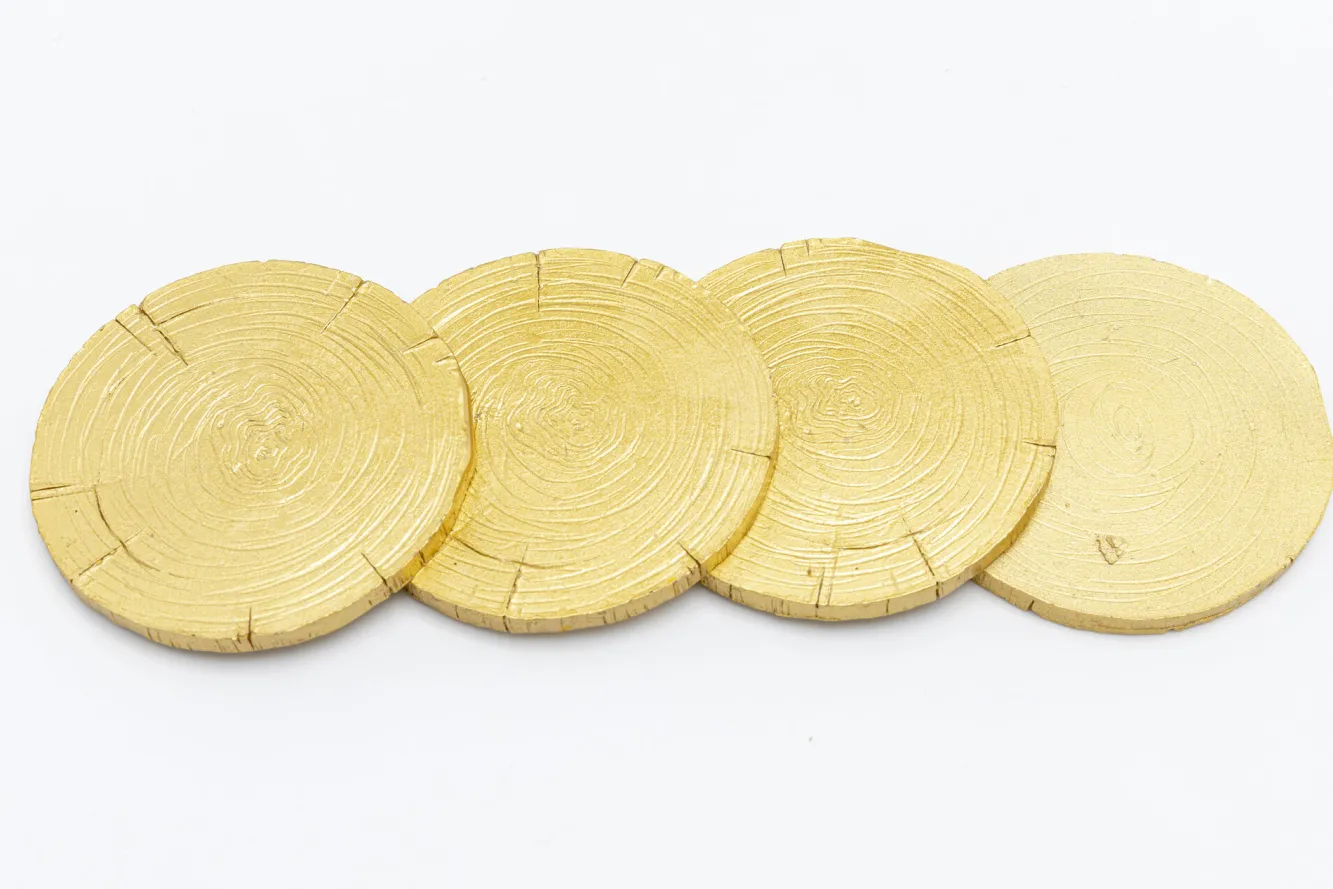 Clearance KARE Design Podkładki pod kubki Playing Bear Ø8 cm złote - KARE