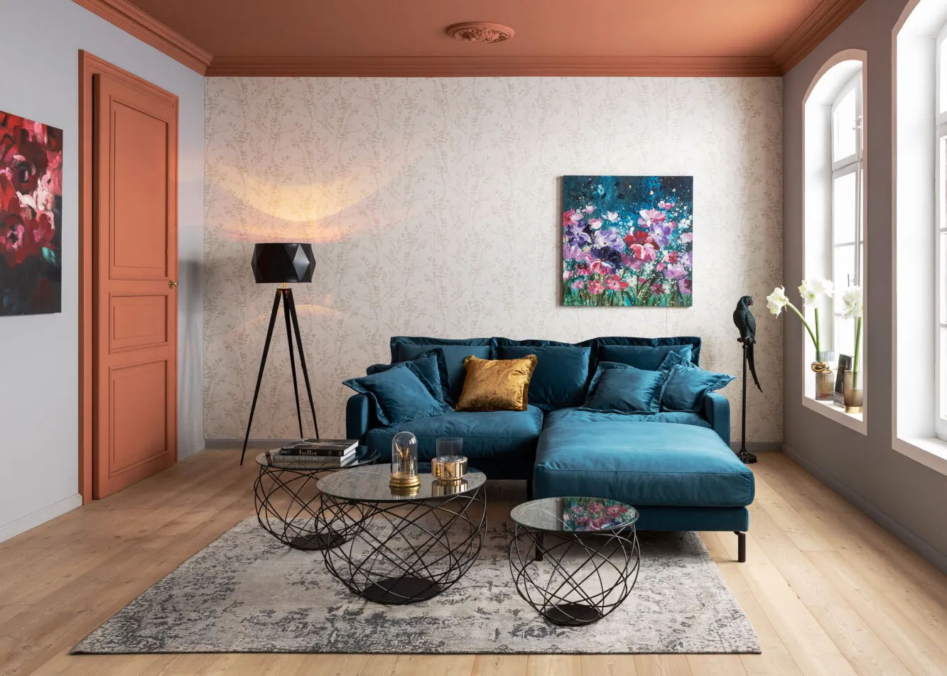 Discount KARE Design Podnóżek Lullaby 100x100 cm petrol - KARE