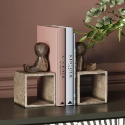 Hot KARE Design Podpórki na książki Little Males 2 el. 21x19 cm aluminium brązowe - KARE