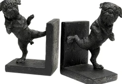 Hot KARE Design Podpórki na książki 2-set w kolorze czarnym motyw zwierzęcy pieski 32x21 cm - KARE