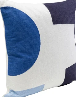 Clearance KARE Design Poduszka dekoracyjna biało-niebieska wzorzysta 50x50 cm - KARE