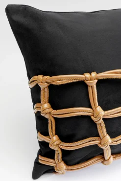 Best KARE Design Poduszka dekoracyjna czarna 50x30 cm plecionka brązowa - KARE