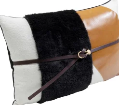 Outlet KARE Design Poduszka dekoracyjna czarno-brązowa z paskiem 50x30 cm - KARE