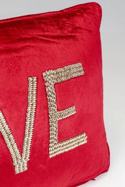 Clearance KARE Design Poduszka dekoracyjna czerwona aksamitna z napisem Love 60x35 cm - KARE
