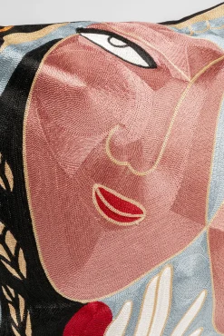 Clearance KARE Design Poduszka dekoracyjna kolorowa kwadratowa motyw twarzy 50x50 cm - KARE