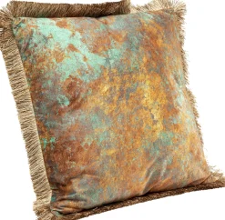 Sale KARE Design Poduszka dekoracyjna loft z frędzlami 45x45 cm brązowo-zielona - KARE