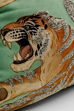 Sale KARE Design Poduszka dekoracyjna miętowa motyw zwierzęcy tygrysy 45x45 cm - KARE