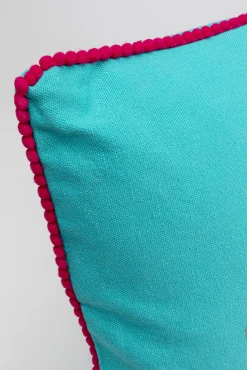 Clearance KARE Design Poduszka dekoracyjna niebieska z kolorowymi kwiatami 60x40 cm - KARE