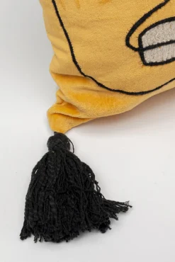 Best KARE Design Poduszka dekoracyjna żółta z frędzlami 60x35 cm twarze artystyczne - KARE