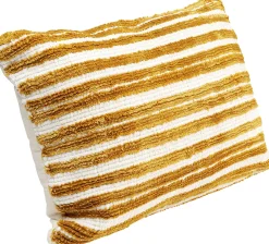 Sale KARE Design Poduszka dekoracyjna w paski biało-brązowa 60x40 cm - KARE