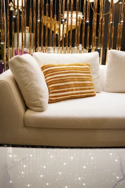 Sale KARE Design Poduszka dekoracyjna w paski biało-brązowa 60x40 cm - KARE