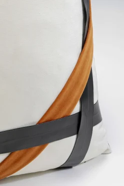 Fashion KARE Design Poduszka dekoracyjna z czarno-pomarańczowymi pasami 45x45 cm - KARE