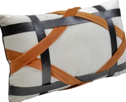 New KARE Design Poduszka dekoracyjna z czarno-pomarańczowymi pasami 50x30 cm - KARE