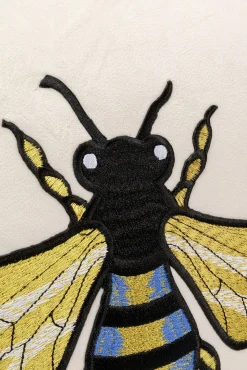 Fashion KARE Design Poduszka dekoracyjna z frędzlami czarno-biała motyw pszczoły 45x45 cm - KARE