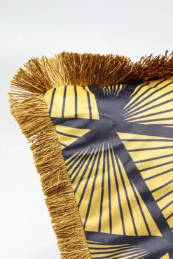 Discount KARE Design Poduszka dekoracyjna z frędzlami 45x45 cm wzory niebiesko-złote - KARE