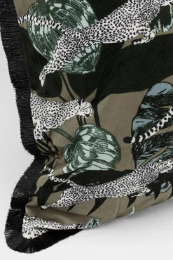 New KARE Design Poduszka dekoracyjna z frędzlami kolorowa motyw dżungli 45x45 cm - KARE