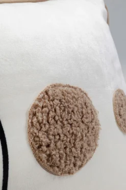 Clearance KARE Design Poduszka dekoracyjna z lamówką biało-brązowa 50x30 cm czarne wzory - KARE