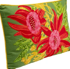 New KARE Design Poduszka dekoracyjna zielona kwiaty 60x40 cm - KARE