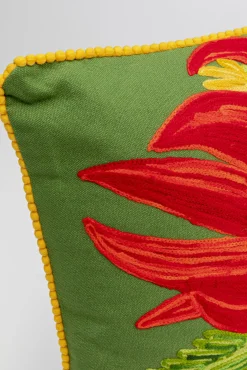 New KARE Design Poduszka dekoracyjna zielona kwiaty 60x40 cm - KARE