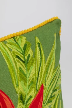 New KARE Design Poduszka dekoracyjna zielona kwiaty 60x40 cm - KARE