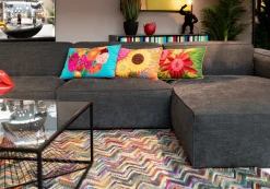 New KARE Design Poduszka dekoracyjna zielona kwiaty 60x40 cm - KARE