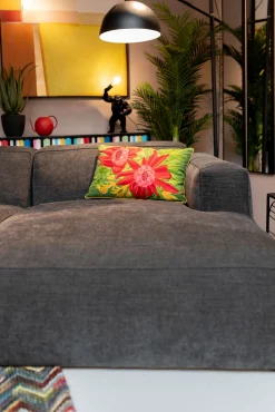 New KARE Design Poduszka dekoracyjna zielona kwiaty 60x40 cm - KARE