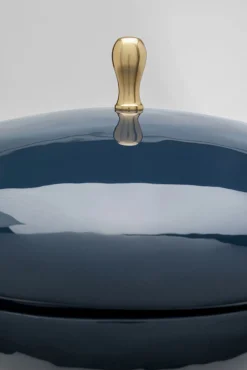 Outlet KARE Design Pojemnik dekoracyjny niebieski aluminium i stal Ø30x24 cm - KARE