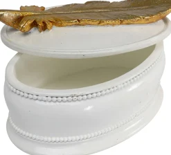 Clearance KARE Design Pudełko na biżuterię Ava 13x9 cm biało-złote - KARE