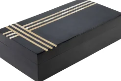 Sale KARE Design Pudełko na biżuterię czarne 30x15 cm paski - KARE