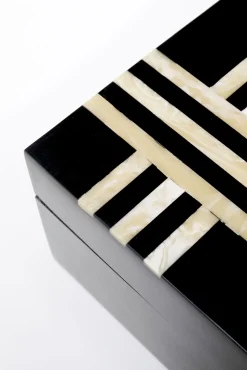 Sale KARE Design Pudełko na biżuterię czarne 30x15 cm paski - KARE