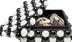 Clearance KARE Design Pudełko na biżuterię czarno-białe kropki 21x16 cm - KARE