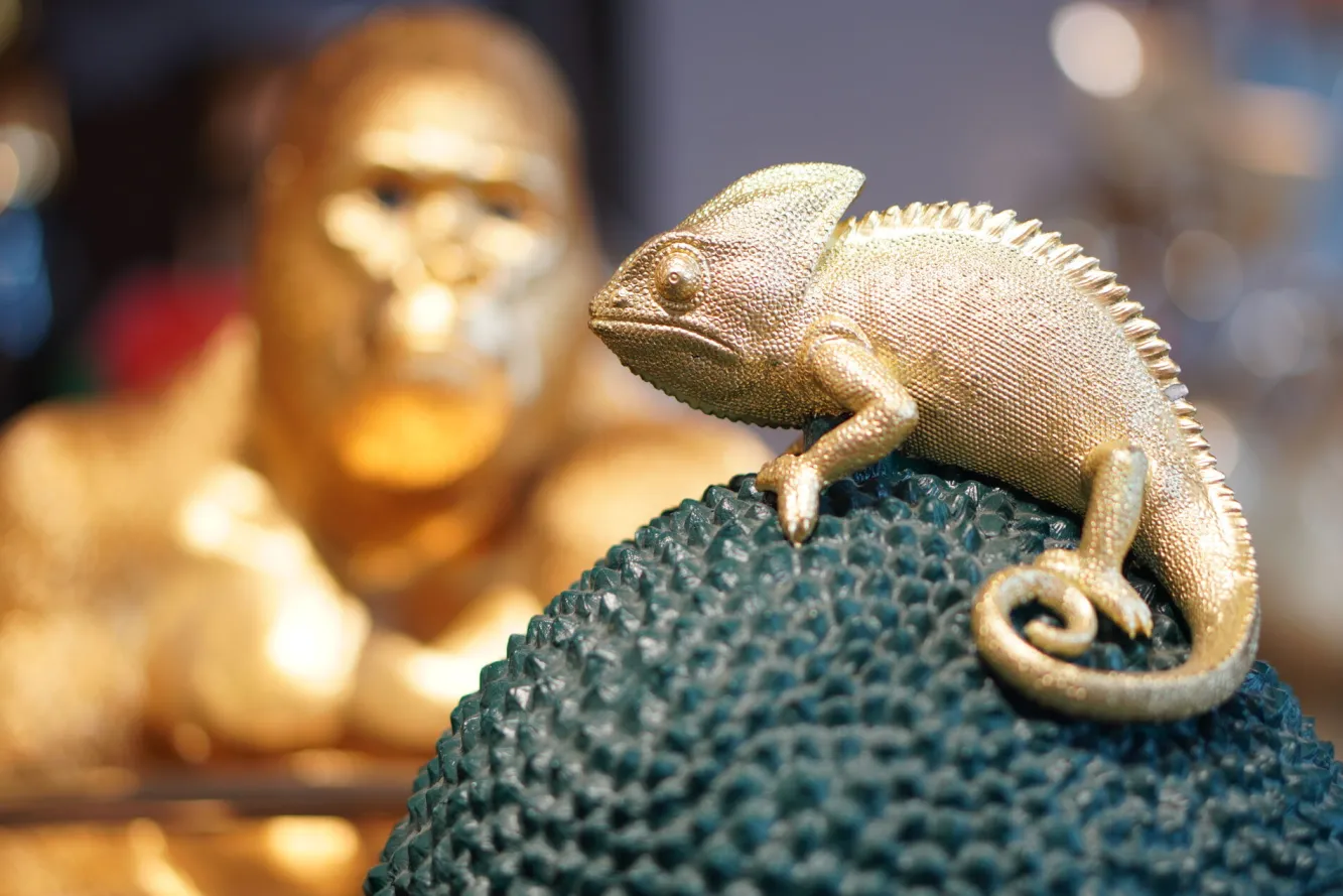 Online KARE Design Pudełko na biżuterię lub kosmetyki Chameleon 34 cm zielono-złote - KARE