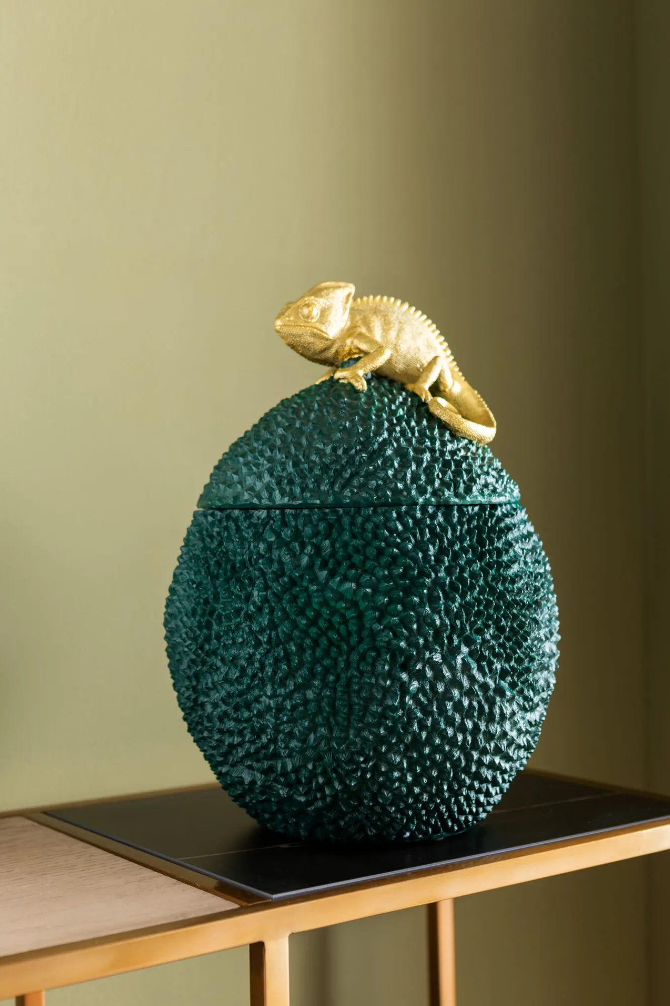 Online KARE Design Pudełko na biżuterię lub kosmetyki Chameleon 34 cm zielono-złote - KARE