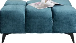 Outlet KARE Design Pufa - podnóżek ciemnozielony welurowy nogi czarne 105x70 cm - KARE