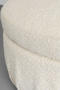 Clearance KARE Design Pufa biała skandynawska boucle do salonu Ø56 cm - KARE