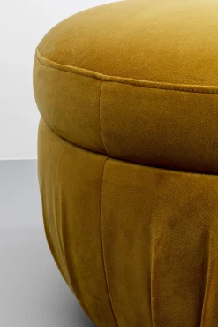 Fashion KARE Design Pufa do salonu okrągła w kolorze żółtym Ø56x42 cm - KARE