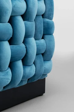 Hot KARE Design Pufa kwadratowa aksamitna niebieska 47x47 cm - KARE