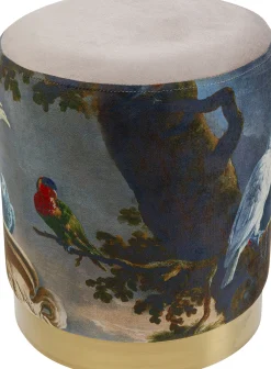 New KARE Design Pufa okrągła kolorowa papuga podstawa złota Ø32x38 cm - KARE