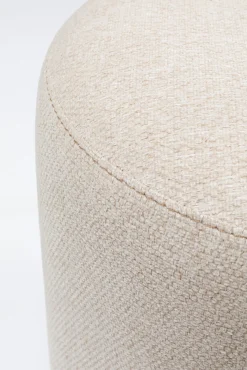 Outlet KARE Design Pufa okrągła tapicerowana kremowa Ø36x44 cm podstawa czarna - KARE