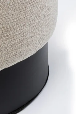 Outlet KARE Design Pufa okrągła tapicerowana kremowa Ø36x44 cm podstawa czarna - KARE