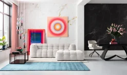 Discount KARE Design Pufa pikowana duża w kolorze kremowym 125x82 cm - KARE