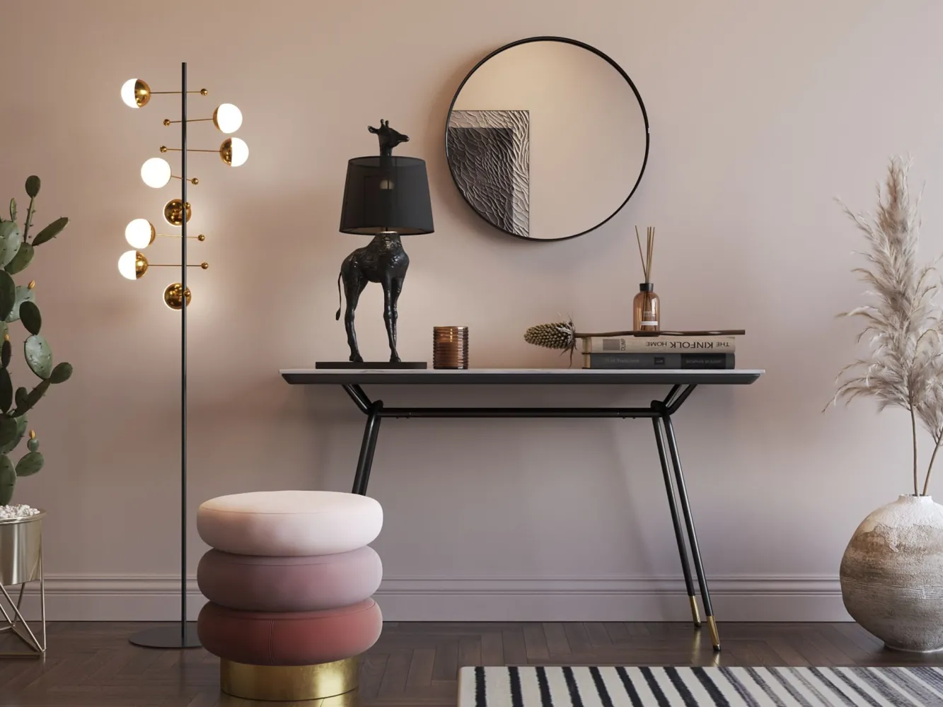 Best KARE Design Pufa Sandwich Triple Ø40x45 cm odcienie różu - KARE