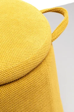 New KARE Design Pufa ze schowkiem i uchwytami tapicerowana żółta okrągła Ø51x49 cm - KARE