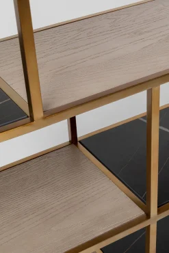 Discount KARE Design Regał Cesaro 90x170 cm złoty - półki czarne i naturalne - KARE