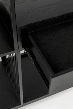 Discount KARE Design Regał stojący czarny z 2 szufladami fornir dębowy i stal 125x200 cm - KARE