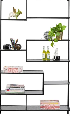 Clearance KARE Design Regał stojący loft czarny ze szklanymi półkami 115x195 cm - KARE