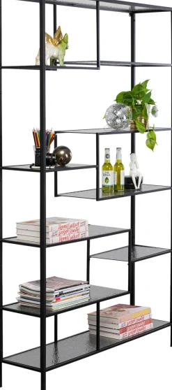 Clearance KARE Design Regał stojący loft czarny ze szklanymi półkami 115x195 cm - KARE